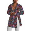 image:imageLYANER Womens Button Down Shirt Dress Collared Long Sleeve Sexy Tops Slit Hem Long ShirtsBlack Print