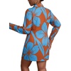 image:imageLYANER Womens Button Down Shirt Dress Collared Long Sleeve Sexy Tops Slit Hem Long ShirtsBlue Flower
