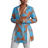image:imageLYANER Womens Button Down Shirt Dress Collared Long Sleeve Sexy Tops Slit Hem Long ShirtsBlue Flower