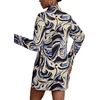 image:imageLYANER Womens Button Down Shirt Dress Collared Long Sleeve Sexy Tops Slit Hem Long ShirtsBlue Moire