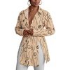 image:imageLYANER Womens Button Down Shirt Dress Collared Long Sleeve Sexy Tops Slit Hem Long ShirtsDotted Line Khaki