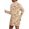 image:imageLYANER Womens Button Down Shirt Dress Collared Long Sleeve Sexy Tops Slit Hem Long ShirtsDotted Line Khaki