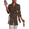 image:imageLYANER Womens Button Down Shirt Dress Collared Long Sleeve Sexy Tops Slit Hem Long ShirtsLeopard Print