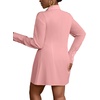 image:imageLYANER Womens Button Down Shirt Dress Collared Long Sleeve Sexy Tops Slit Hem Long ShirtsLight Pink