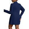 image:imageLYANER Womens Button Down Shirt Dress Collared Long Sleeve Sexy Tops Slit Hem Long ShirtsNavy Blue