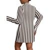 image:imageLYANER Womens Button Down Shirt Dress Collared Long Sleeve Sexy Tops Slit Hem Long ShirtsOff White Stirped