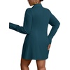 image:imageLYANER Womens Button Down Shirt Dress Collared Long Sleeve Sexy Tops Slit Hem Long ShirtsTeal Blue