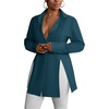 image:imageLYANER Womens Button Down Shirt Dress Collared Long Sleeve Sexy Tops Slit Hem Long ShirtsTeal Blue