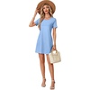 image:imageLYANER Womens Casual Cotton Short Sleeve Dress Pleated A Line Flowy Mini T Shirt DressAzure