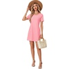 image:imageLYANER Womens Casual Cotton Short Sleeve Dress Pleated A Line Flowy Mini T Shirt DressPink