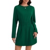image:imageLYANER Womens Casual Long Sleeve Crewneck Elastic Waist Sweatshirt Short Dress with PocketsDark Green
