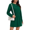 image:imageLYANER Womens Casual Long Sleeve Crewneck Elastic Waist Sweatshirt Short Dress with PocketsDark Green