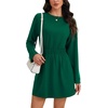 image:imageLYANER Womens Casual Long Sleeve Crewneck Elastic Waist Sweatshirt Short Dress with PocketsDark Green
