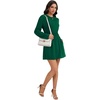 image:imageLYANER Womens Casual Long Sleeve Crewneck Elastic Waist Sweatshirt Short Dress with PocketsDark Green