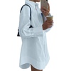 image:imageLYANER Womens Casual Shirt Dress Collar V Neck Button Down Loose Long Sleeve Mini DressesBaby Blue