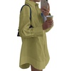 image:imageLYANER Womens Casual Shirt Dress Collar V Neck Button Down Loose Long Sleeve Mini DressesBean Green