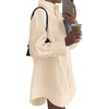 image:imageLYANER Womens Casual Shirt Dress Collar V Neck Button Down Loose Long Sleeve Mini DressesBeige