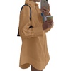 image:imageLYANER Womens Casual Shirt Dress Collar V Neck Button Down Loose Long Sleeve Mini DressesKhaki Brown