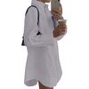 image:imageLYANER Womens Casual Shirt Dress Collar V Neck Button Down Loose Long Sleeve Mini DressesLight Gray