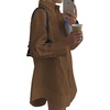 image:imageLYANER Womens Casual Shirt Dress Collar V Neck Button Down Loose Long Sleeve Mini DressesLight Pure Brown
