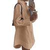 image:imageLYANER Womens Casual Shirt Dress Collar V Neck Button Down Loose Long Sleeve Mini DressesLight Pure Dark Khaki