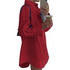 image:imageLYANER Womens Casual Shirt Dress Collar V Neck Button Down Loose Long Sleeve Mini DressesLight Pure Deep Red