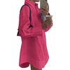 image:imageLYANER Womens Casual Shirt Dress Collar V Neck Button Down Loose Long Sleeve Mini DressesPure Light Wine Red