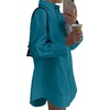 image:imageLYANER Womens Casual Shirt Dress Collar V Neck Button Down Loose Long Sleeve Mini DressesTurquoise