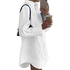 image:imageLYANER Womens Casual Shirt Dress Collar V Neck Button Down Loose Long Sleeve Mini DressesWhite