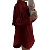 image:imageLYANER Womens Casual Shirt Dress Collar V Neck Button Down Loose Long Sleeve Mini DressesWine Red