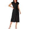 image:imageLYANER Womens Collar Neck Belted High Split Sleeveless Side Pocket Office Midi DressBlack