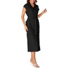 image:imageLYANER Womens Collar Neck Belted High Split Sleeveless Side Pocket Office Midi DressBlack