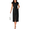 image:imageLYANER Womens Collar Neck Belted High Split Sleeveless Side Pocket Office Midi DressBlack