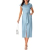 image:imageLYANER Womens Collar Neck Belted High Split Sleeveless Side Pocket Office Midi DressLight Blue
