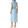 image:imageLYANER Womens Collar Neck Belted High Split Sleeveless Side Pocket Office Midi DressLight Blue