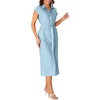 image:imageLYANER Womens Collar Neck Belted High Split Sleeveless Side Pocket Office Midi DressLight Blue