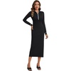 image:imageLYANER Womens Collared V Neck Button Up Long Sleeve Slim Fit Casual Long Sweater DressBlack