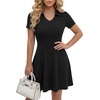 image:imageLYANER Womens Collared V Neck Short Sleeve Ruffle A Line Dressy Casual Mini DressBlack