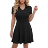 image:imageLYANER Womens Collared V Neck Short Sleeve Ruffle A Line Dressy Casual Mini DressBlack