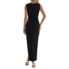 image:imageLYANER Womens Crew Neck Cut Out Bodycon Midi Dress Elegant Ribbed Knit Sleeveless Split Hem Cocktail Party Summer OutfitsBlack