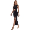 image:imageLYANER Womens Crew Neck Cut Out Bodycon Midi Dress Elegant Ribbed Knit Sleeveless Split Hem Cocktail Party Summer OutfitsBlack