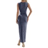 image:imageLYANER Womens Crew Neck Cut Out Bodycon Midi Dress Elegant Ribbed Knit Sleeveless Split Hem Cocktail Party Summer OutfitsNavy Blue