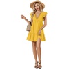 image:imageLYANER Womens Deep V Neck Ruffle Short Sleeve A Line Swing Flared Cocktail Party Mini DressMustard Yellow