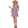 image:imageLYANER Womens Deep V Neck Ruffle Short Sleeve Mini Dress A Line Swing Flared Cocktail PartyLight Purple