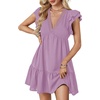 image:imageLYANER Womens Deep V Neck Ruffle Short Sleeve Mini Dress A Line Swing Flared Cocktail PartyLight Purple