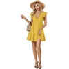 image:imageLYANER Womens Deep V Neck Ruffle Short Sleeve Mini Dress A Line Swing Flared Cocktail PartyMustard Yellow