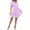 image:imageLYANER Womens Deep V Neck Short Sleeve Ruffle Layer Wrap Tie Waist Swing Mini DressPale Purple