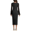 image:imageLYANER Womens Elegant Contrast Lace Long Sleeve Ribbed Knit Slit Slim Midi Bodycon DressBlack