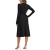 image:imageLYANER Womens Fall Sweater Dress Pleated Ruffle Ribbed Knit A Line Crewneck Midi DressBlack