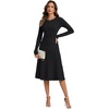 image:imageLYANER Womens Fall Sweater Dress Pleated Ruffle Ribbed Knit A Line Crewneck Midi DressBlack